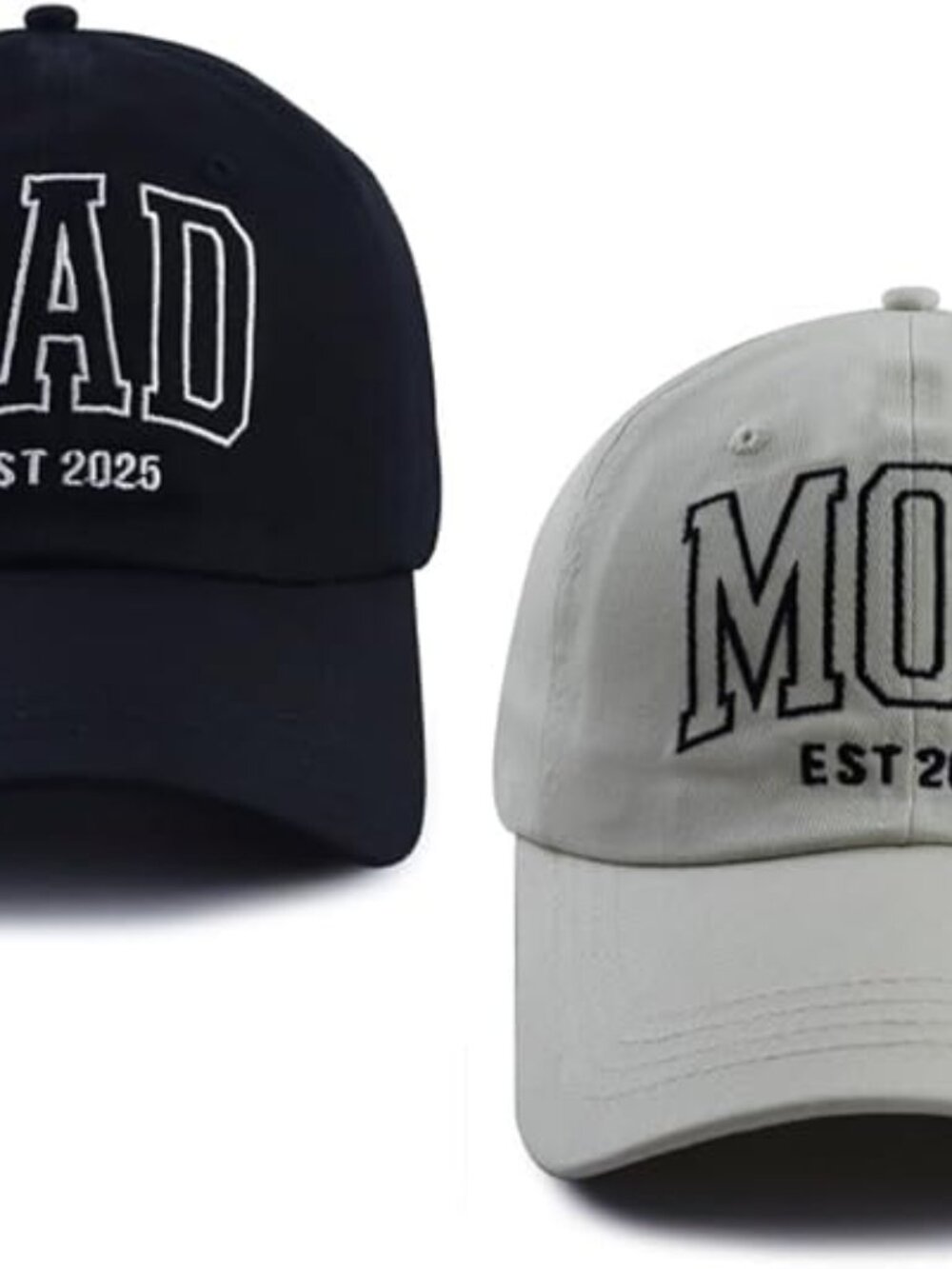 Dad And Mom Hats For Men Women, Set Of 2 PCS Mom Est 2025 & Dad Est 2025 Basebal